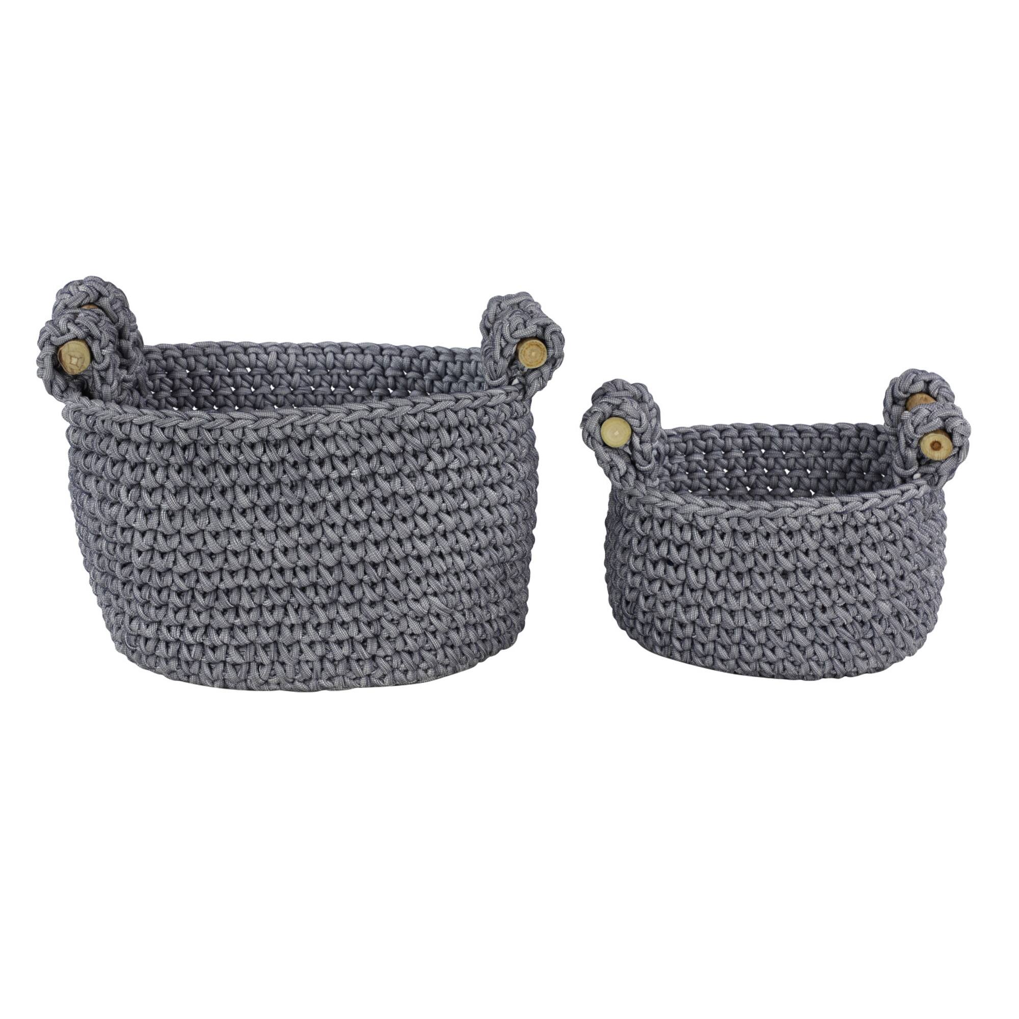Gray Polyester Eclectic Storage Basket Set
